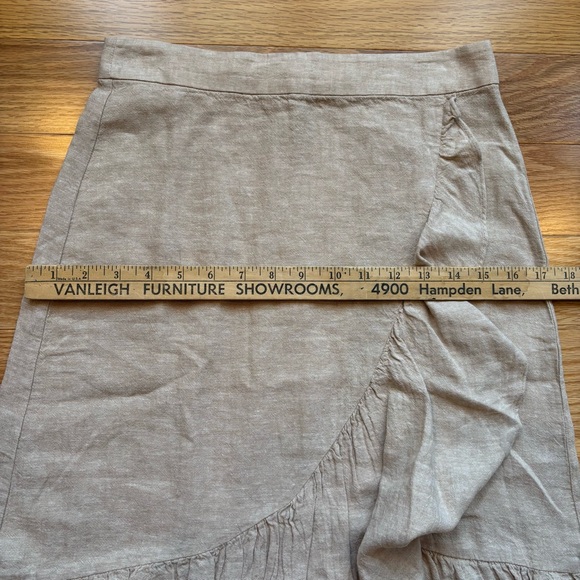 NWT Madewell Tan Linen Wrap-style Midi Skirt - Picture 6 of 8